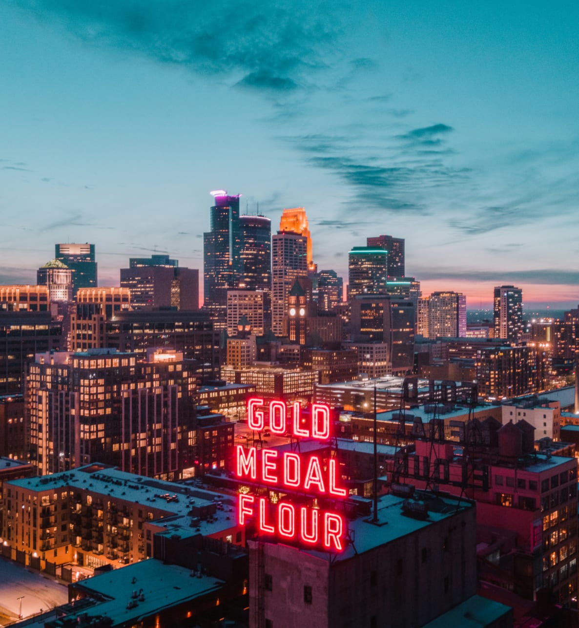 Minneapolis, Minnesota, USA - a stunning cityscape with multiple skyscrapers and urban buildings.